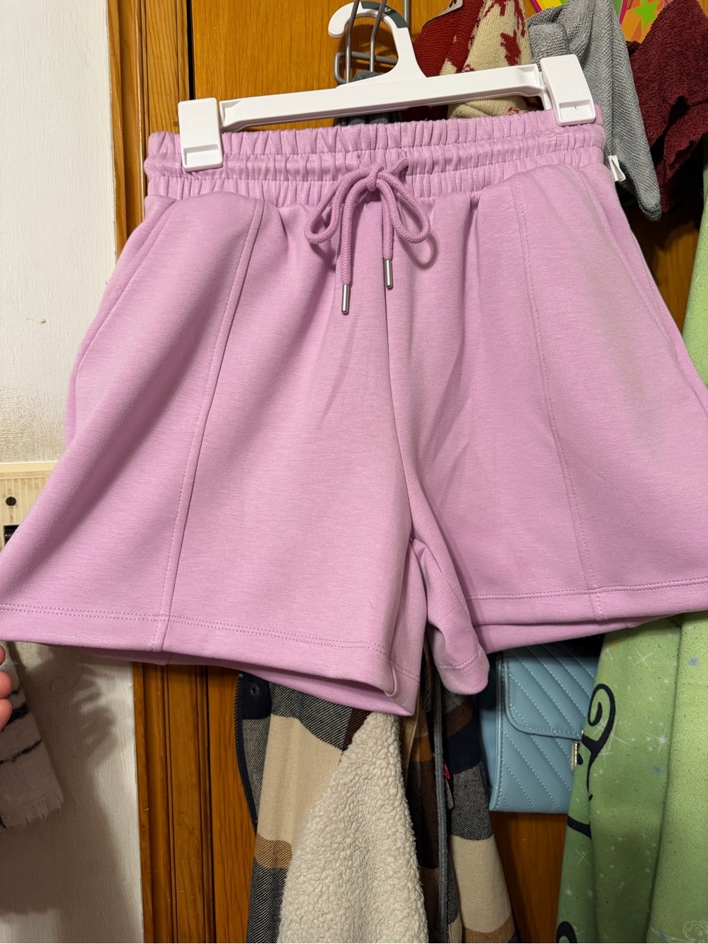 Women's Lilac Drawstring Athletic Shorts
